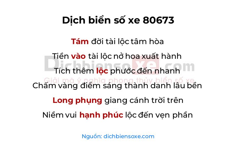 Dịch thơ biển số 80673