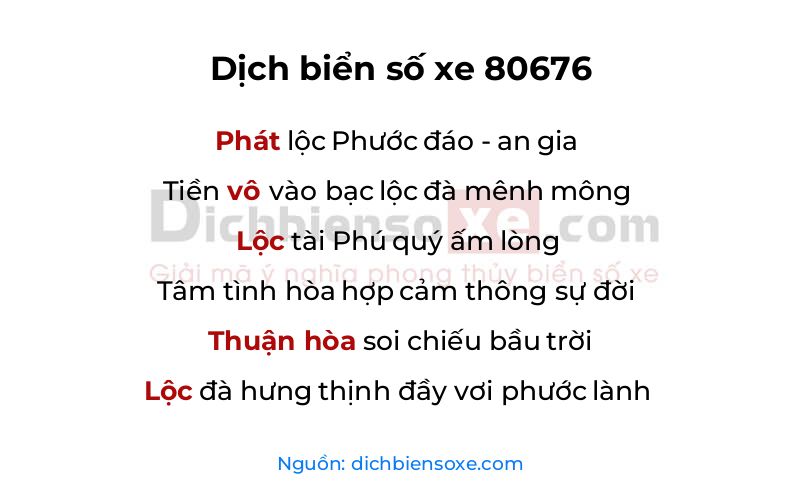 Dịch thơ biển số 80676