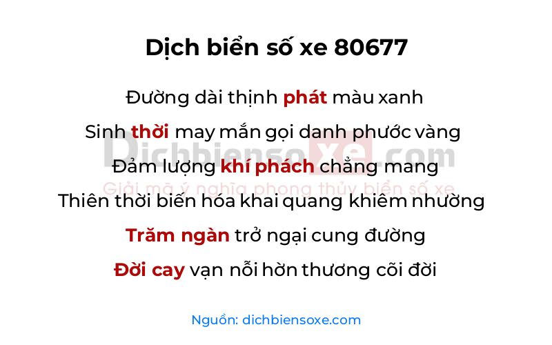 Dịch thơ biển số 80677