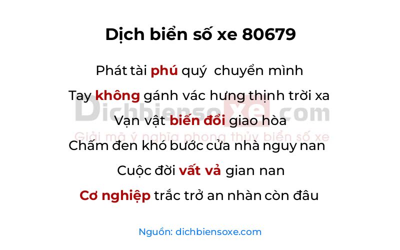 Dịch thơ biển số 80679