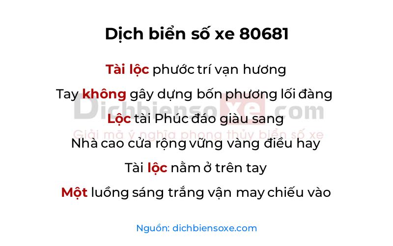 Dịch thơ biển số 80681