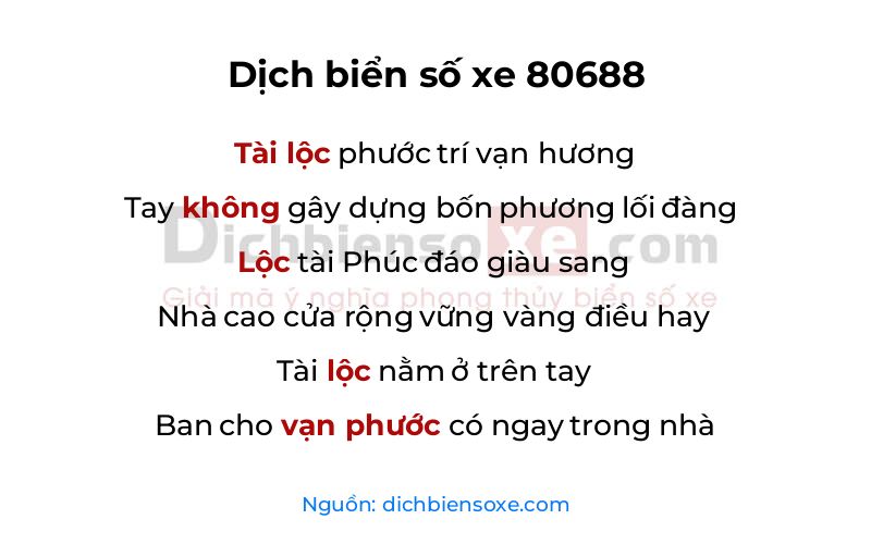 Dịch thơ biển số 80688