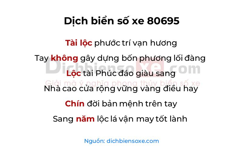 Dịch thơ biển số 80695