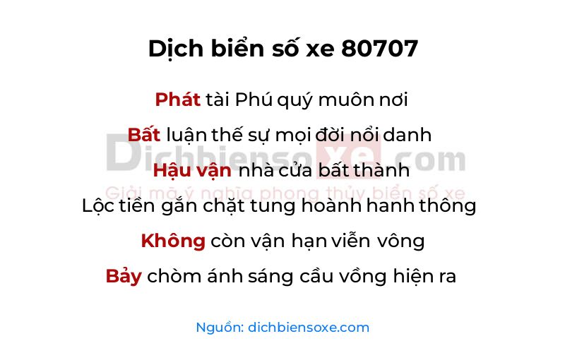 Dịch thơ biển số 80707