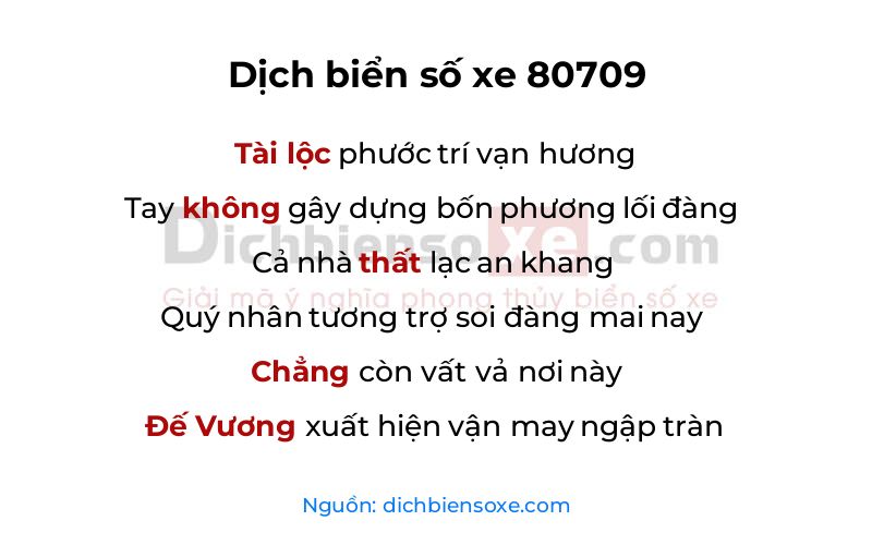 Dịch thơ biển số 80709