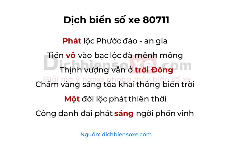 Dịch thơ biển số 80711