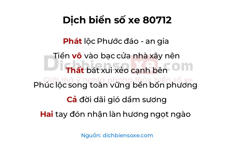Dịch thơ biển số 80712