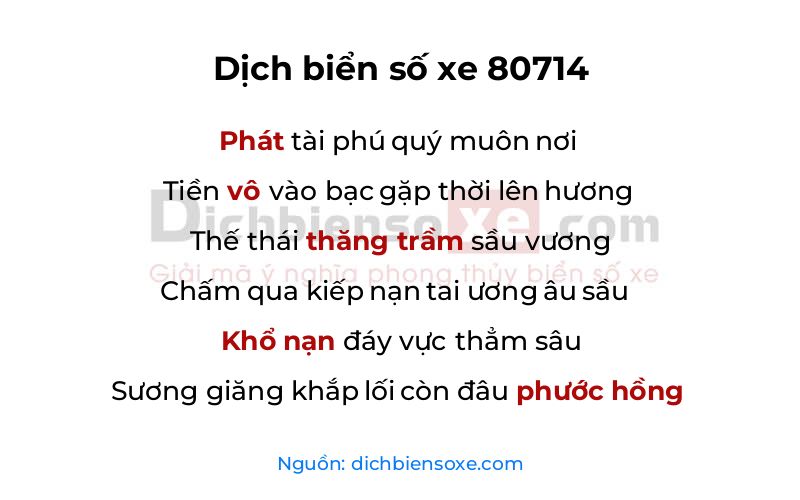 Dịch thơ biển số 80714