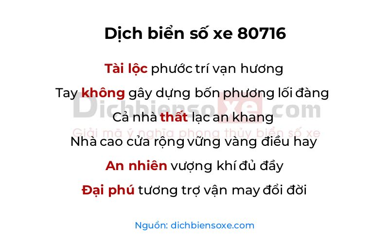 Dịch thơ biển số 80716