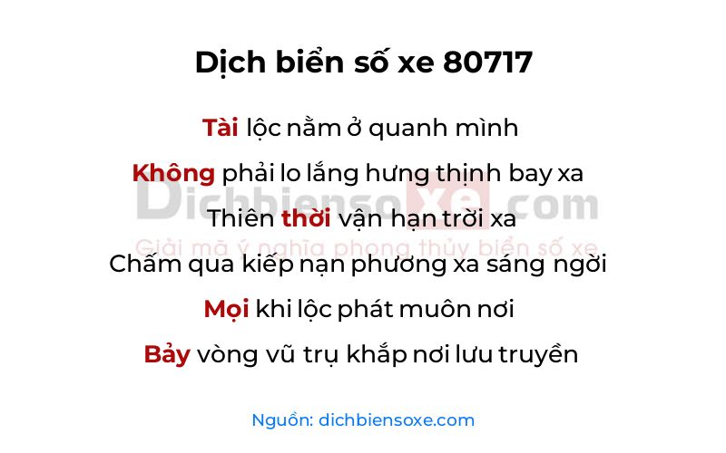 Dịch thơ biển số 80717