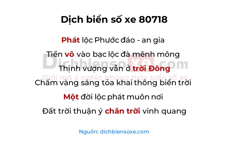 Dịch thơ biển số 80718