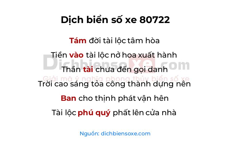 Dịch thơ biển số 80722