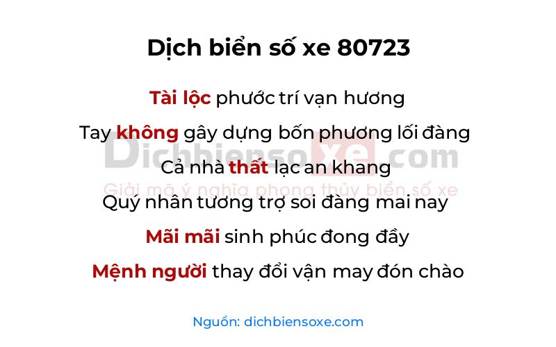 Dịch thơ biển số 80723