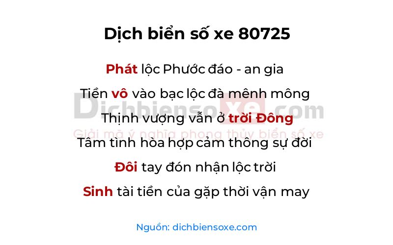 Dịch thơ biển số 80725