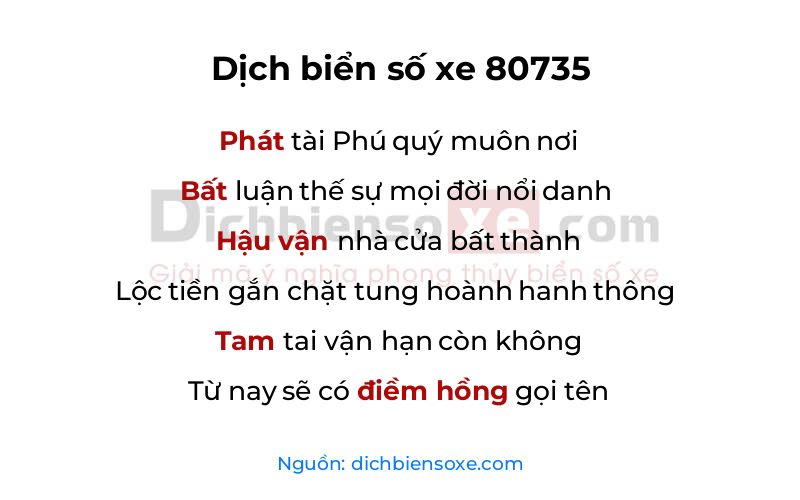 Dịch thơ biển số 80735