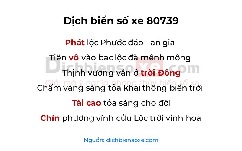Dịch thơ biển số 80739