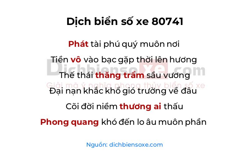Dịch thơ biển số 80741
