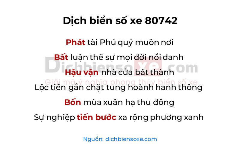 Dịch thơ biển số 80742