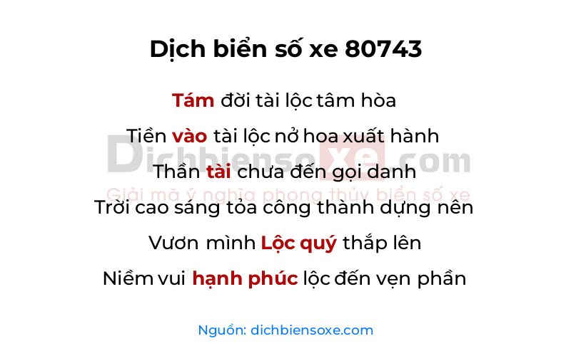 Dịch thơ biển số 80743