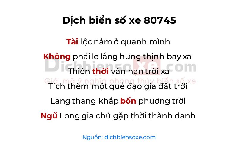 Dịch thơ biển số 80745