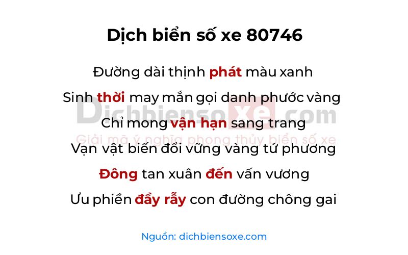 Dịch thơ biển số 80746