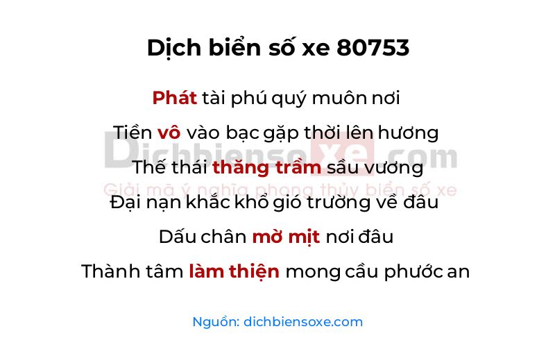 Dịch thơ biển số 80753
