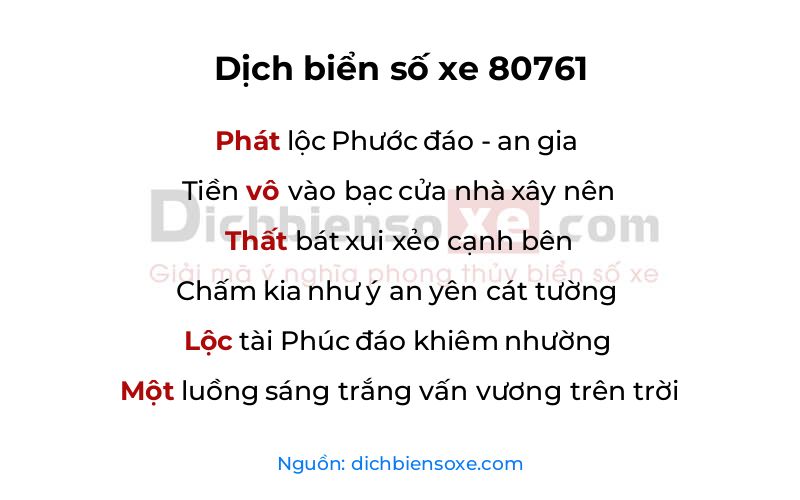 Dịch thơ biển số 80761