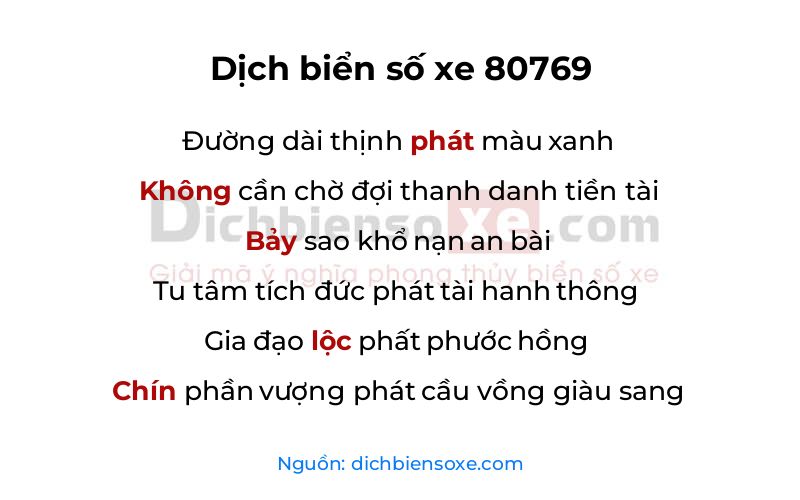 Dịch thơ biển số 80769