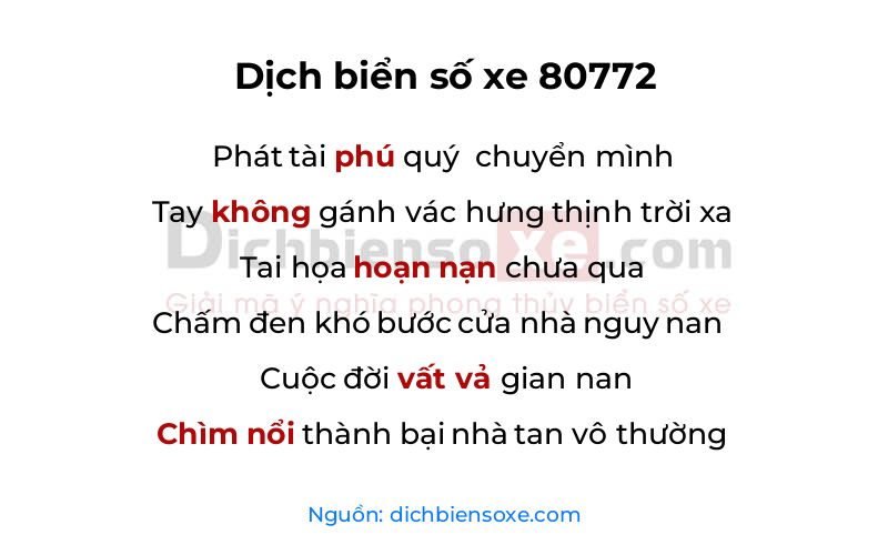 Dịch thơ biển số 80772