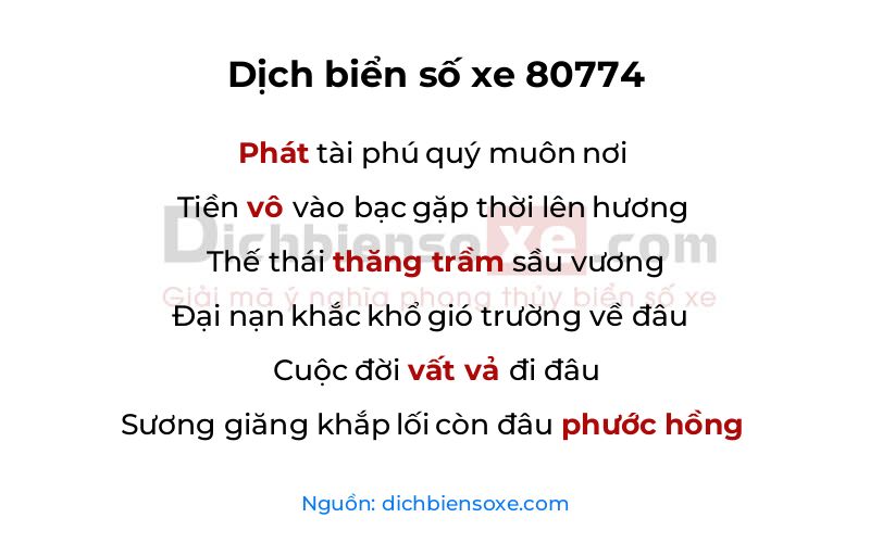 Dịch thơ biển số 80774