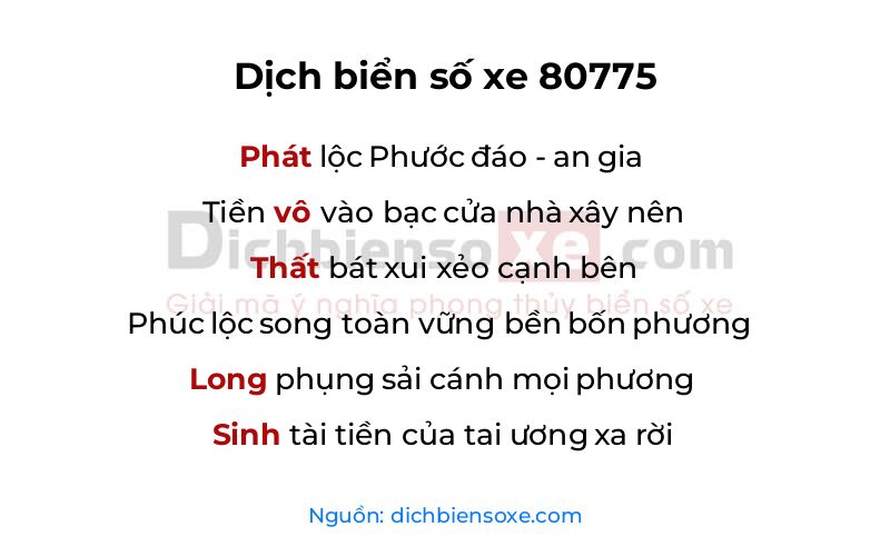 Dịch thơ biển số 80775