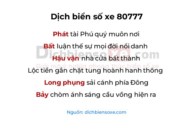 Dịch thơ biển số 80777