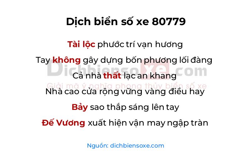 Dịch thơ biển số 80779