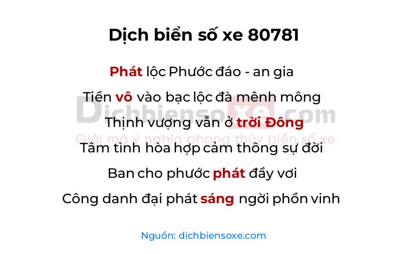 Dịch thơ biển số 80781