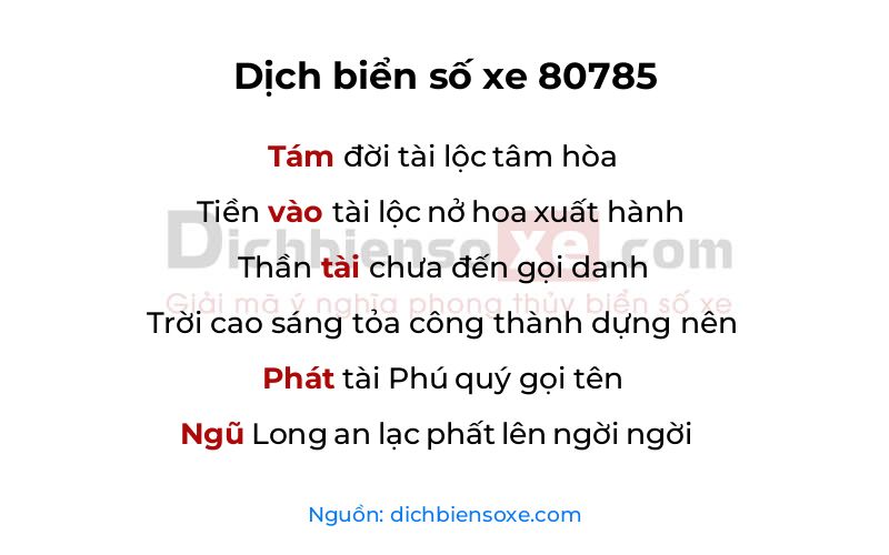 Dịch thơ biển số 80785