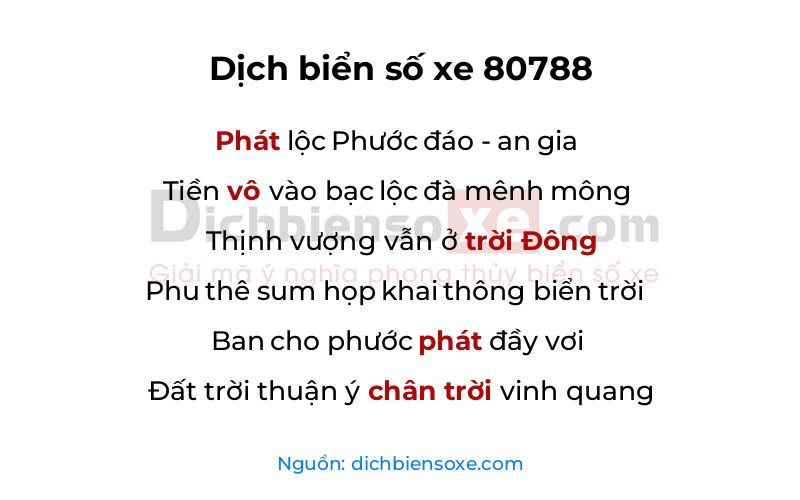 Dịch thơ biển số 80788