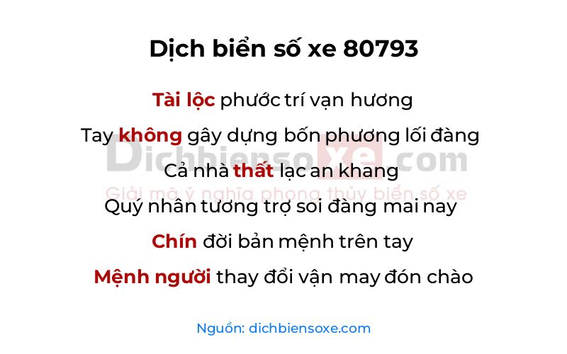 Dịch thơ biển số 80793