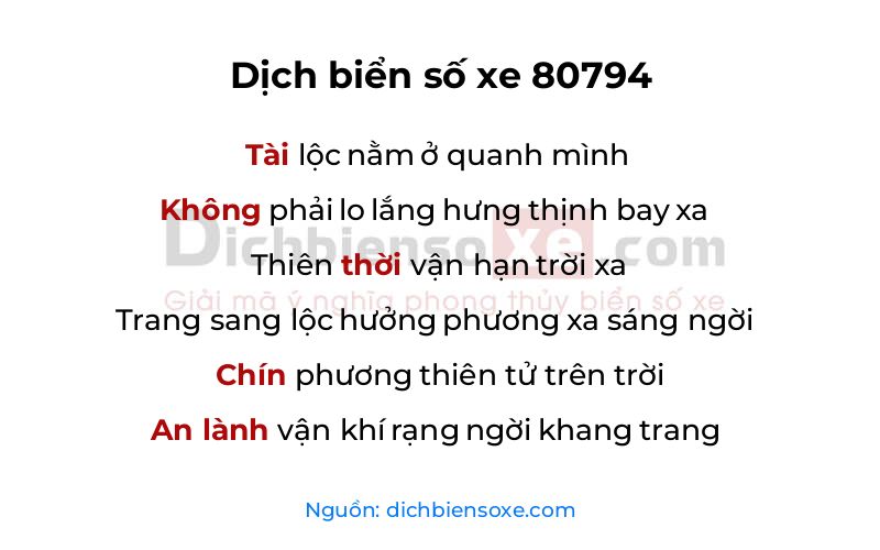 Dịch thơ biển số 80794