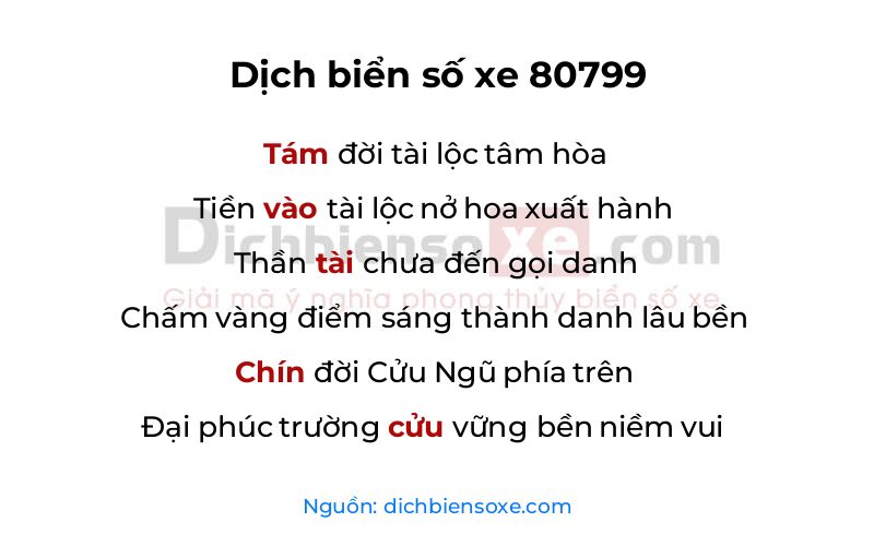 Dịch thơ biển số 80799