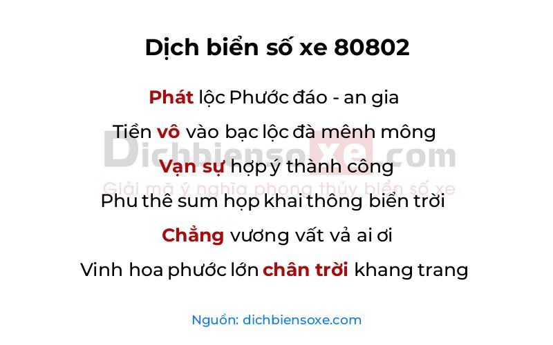 Dịch thơ biển số 80802
