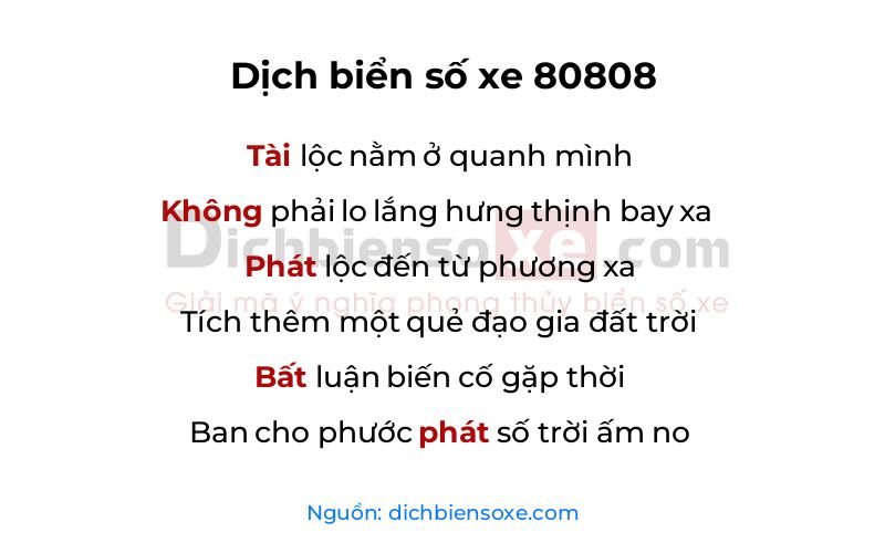 Dịch thơ biển số 80808
