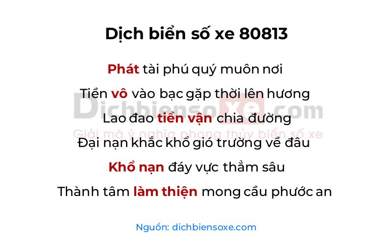Dịch thơ biển số 80813