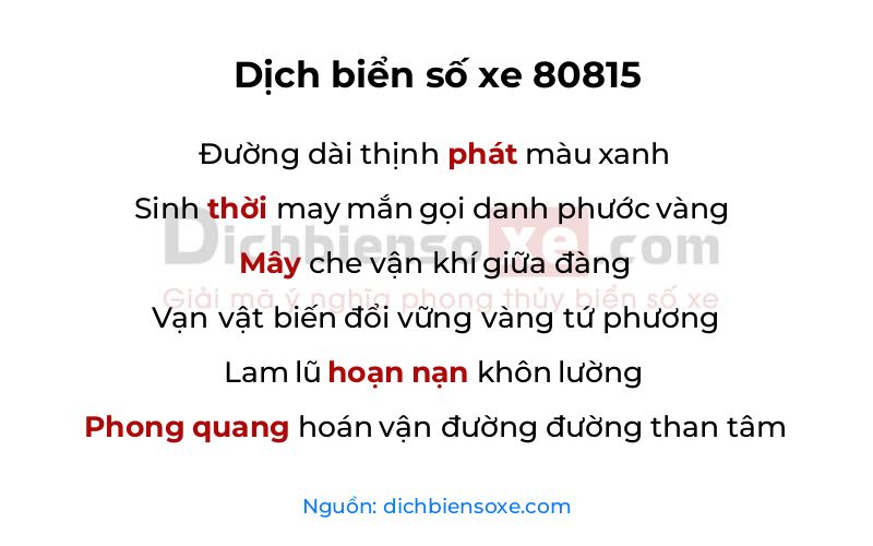 Dịch thơ biển số 80815
