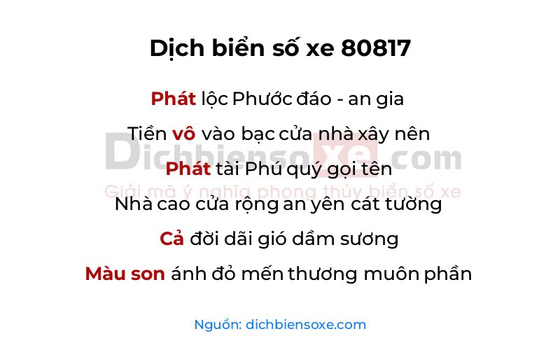 Dịch thơ biển số 80817