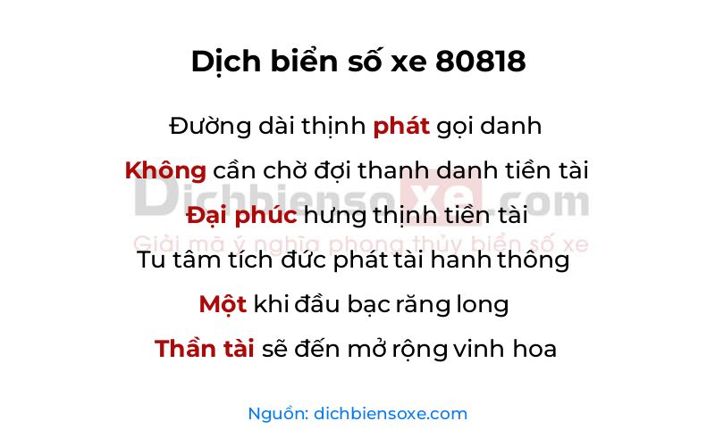 Dịch thơ biển số 80818