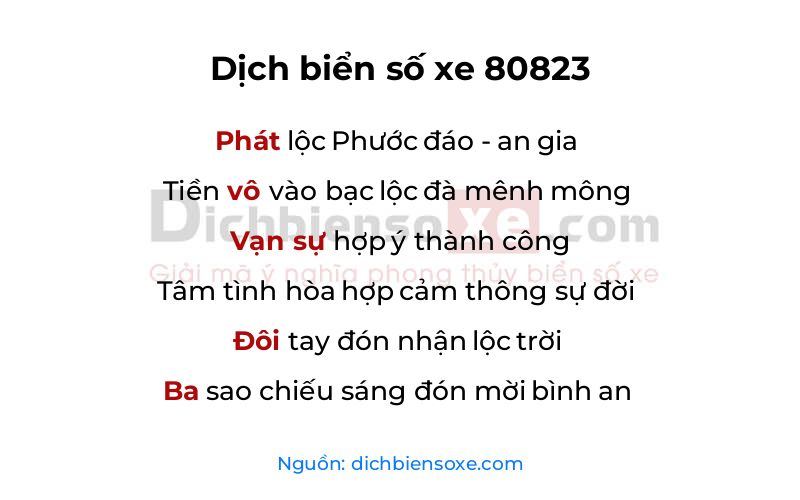 Dịch thơ biển số 80823