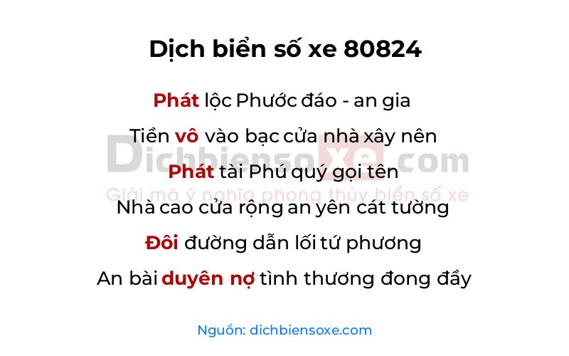 Dịch thơ biển số 80824