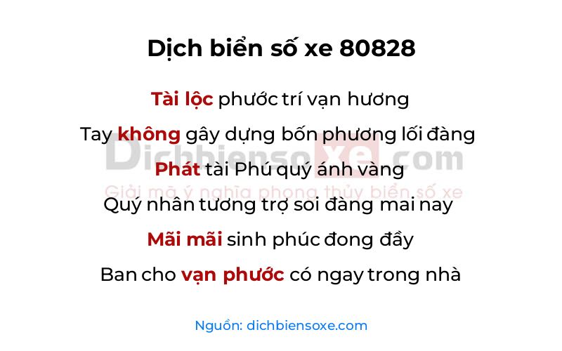 Dịch thơ biển số 80828