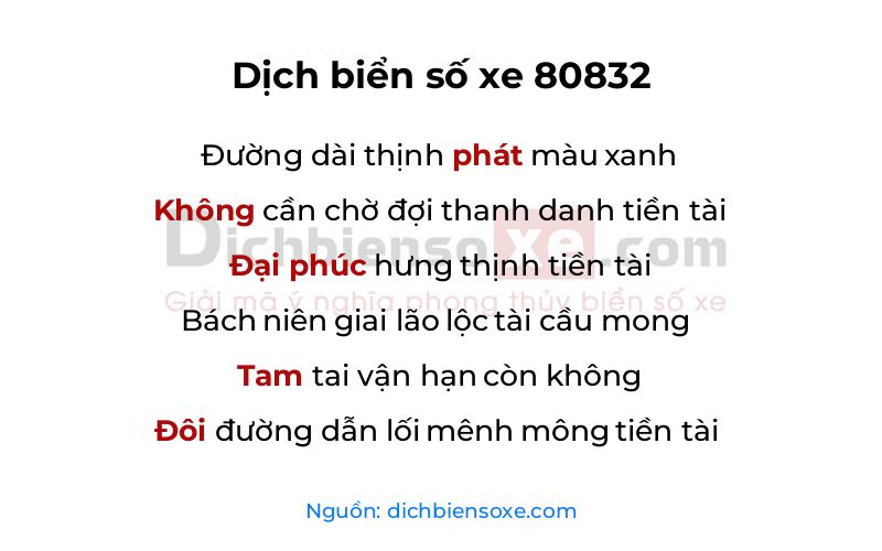 Dịch thơ biển số 80832