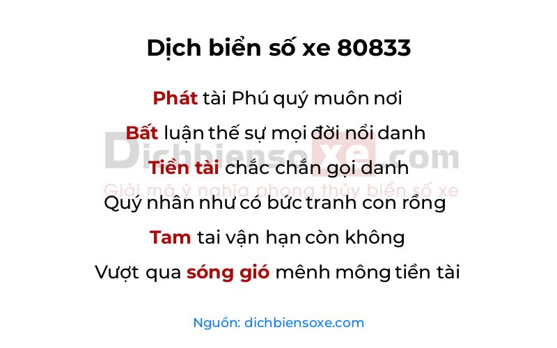 Dịch thơ biển số 80833
